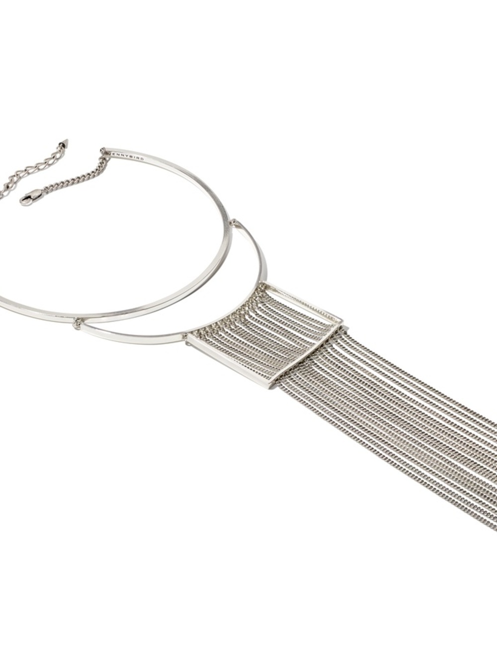 Jenny Bird Falling Water Silver Layered Fringe Collar Necklace